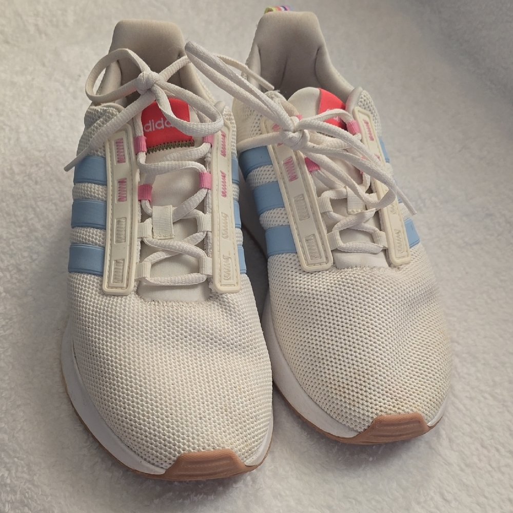 Adidas White and Light Blue Running Shoes